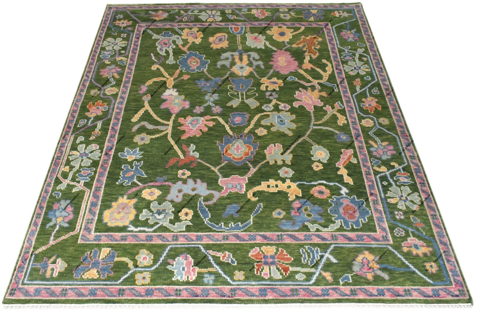 Olive Green Wool rugs modern design Oushak rug Handmade living beroom area rug
