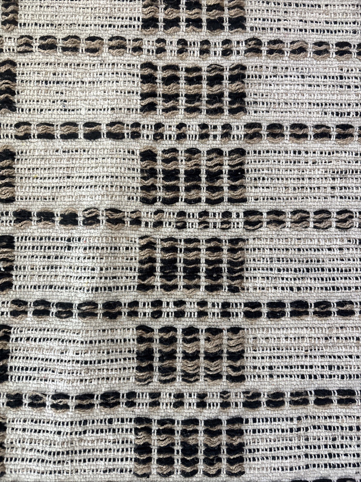 35” X 22” Hand Woven Cotton Jute Area Rug Brown Striped Door Mat VERY NICE!!!!