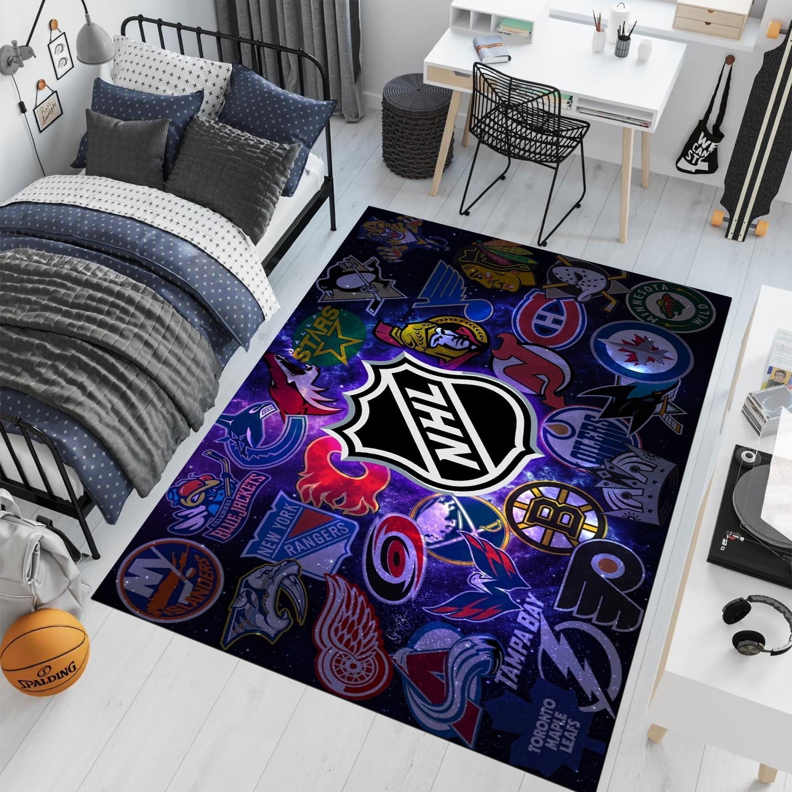 NHL Inspired Hockey Team Logo Rug Colorful Area Rug Decor