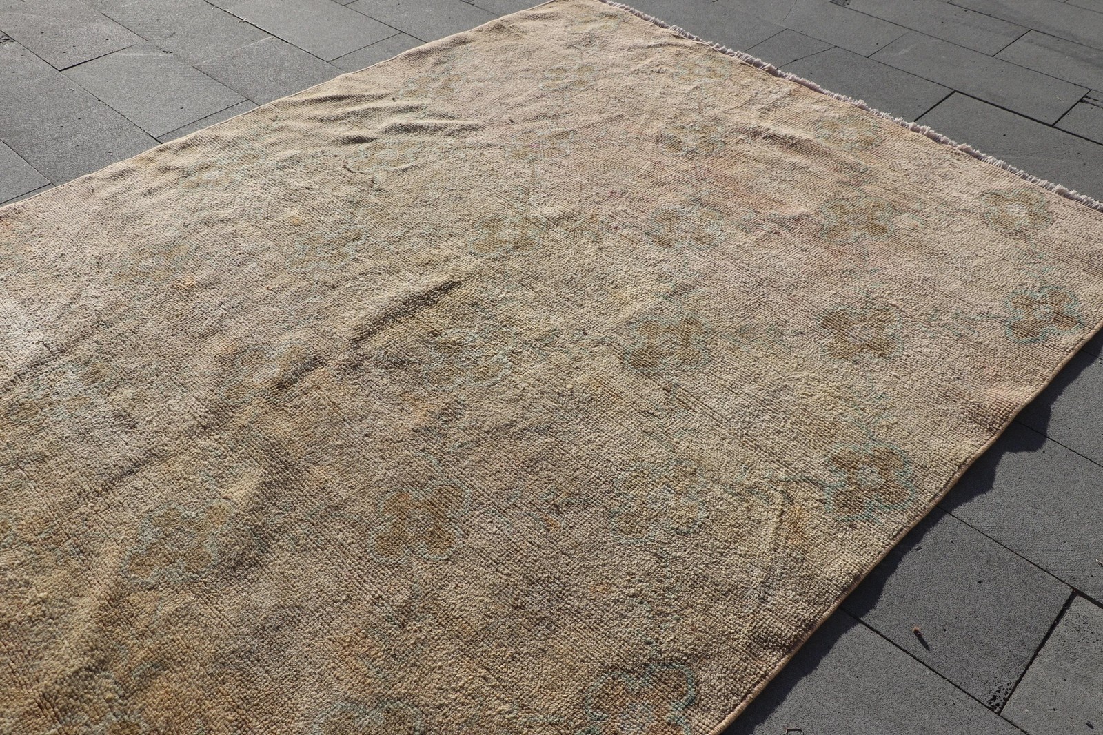 4,6×9,6 ft Vintage Rug, Turkish Large Rug, Brown Yellow Abstract Rug