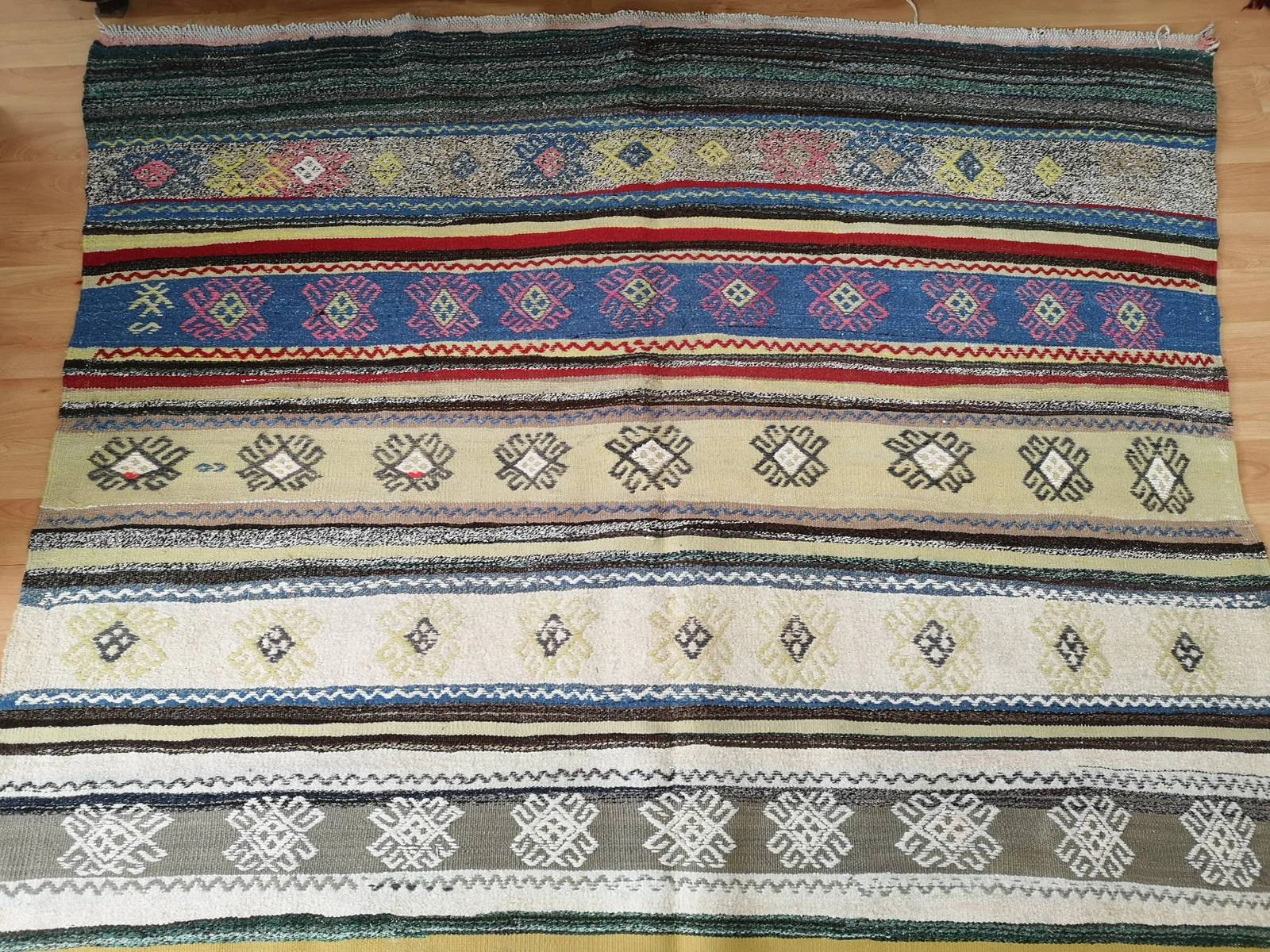 Vintage Kilim Rug, Colorful Ethnic Oushak, 5.7 x 13.3 ft