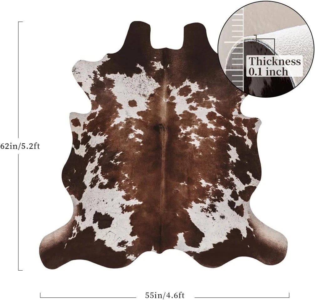 Faux Cowhide Cow Print Rug: 4.6 x 5.2 Feet Cow Hide Animal Print Area Carpet …