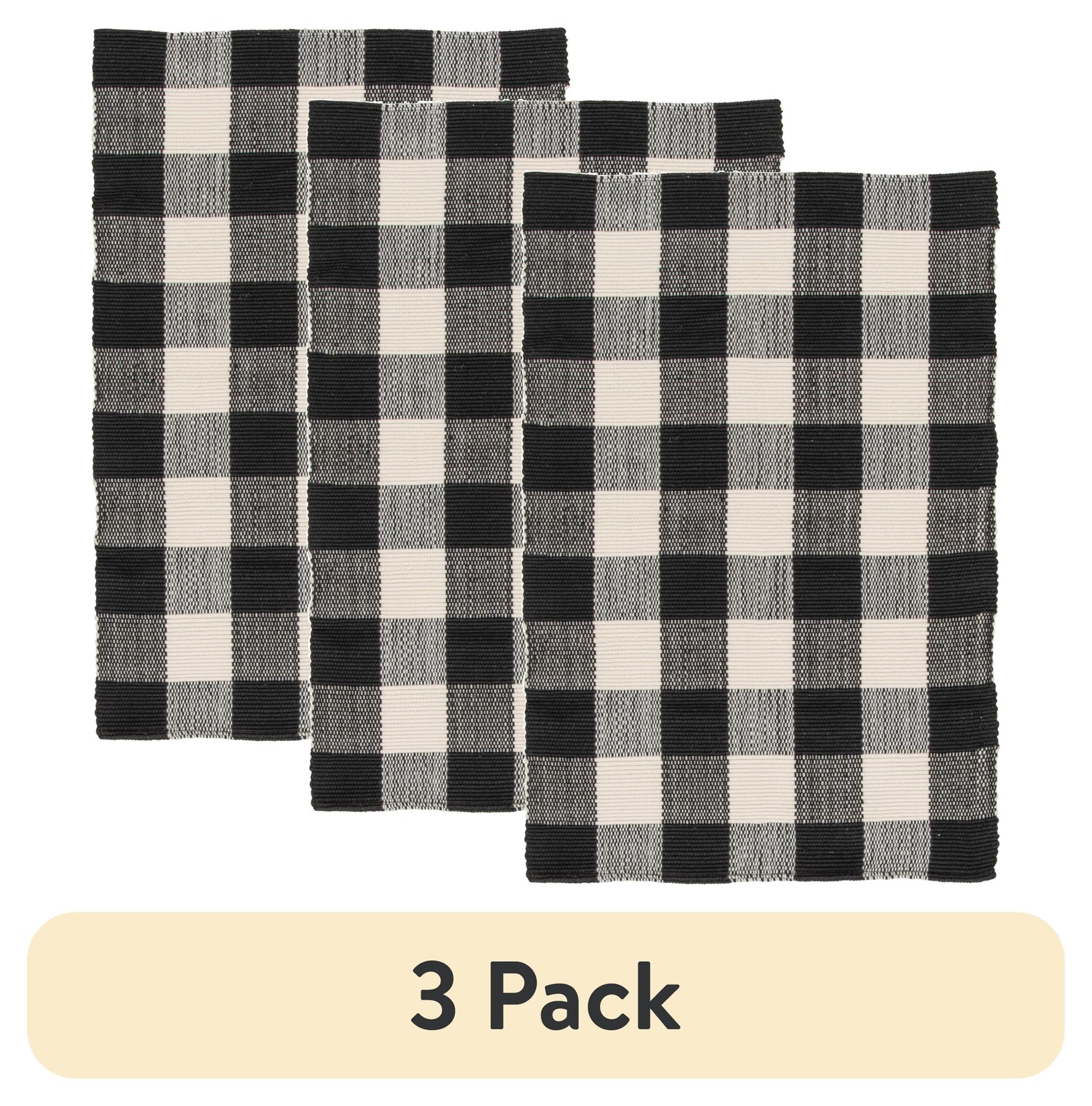 (3 pack) Mainstays 24″ x 36″ Black & White Outdoor Layering Rug