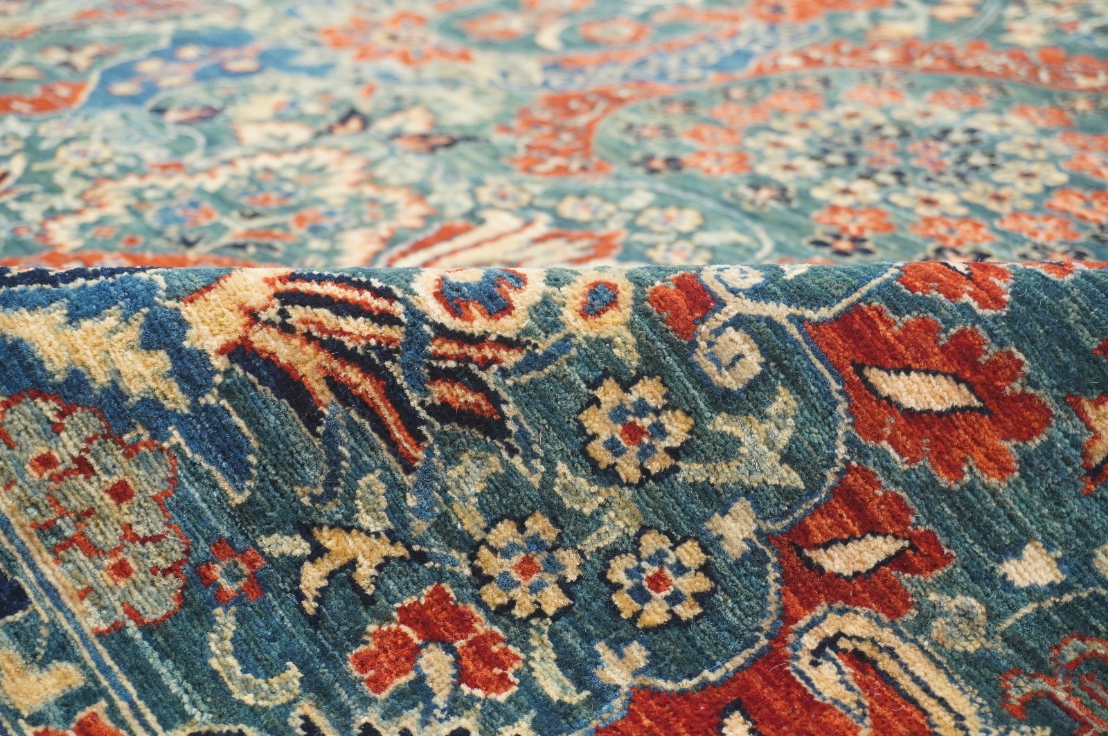 12×15 ft Green Turkish Hereke Hand Knotted Wool Oriental Rug ( 11’10″x14’4″ )