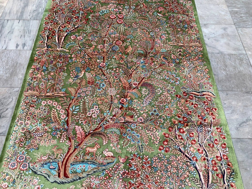 4×6 ft Luxury Silky Rugs Floral Bedroom Tree Rug Silk Tribal Area Tapestry Rug
