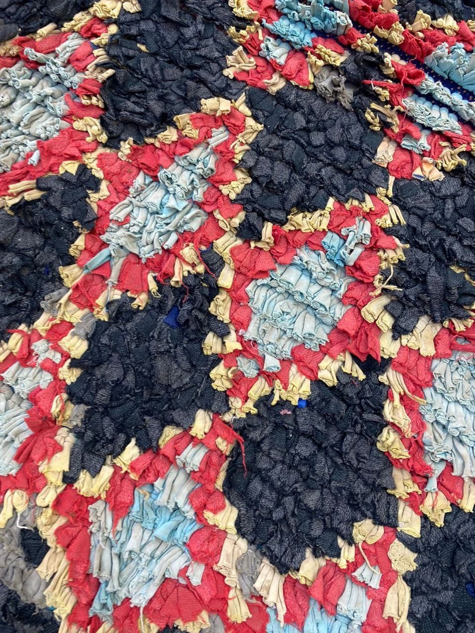 Moroccan Rug Handmade Boucherouite 3’9×7’8 ft Vintage Berber Unique Tribal Rug