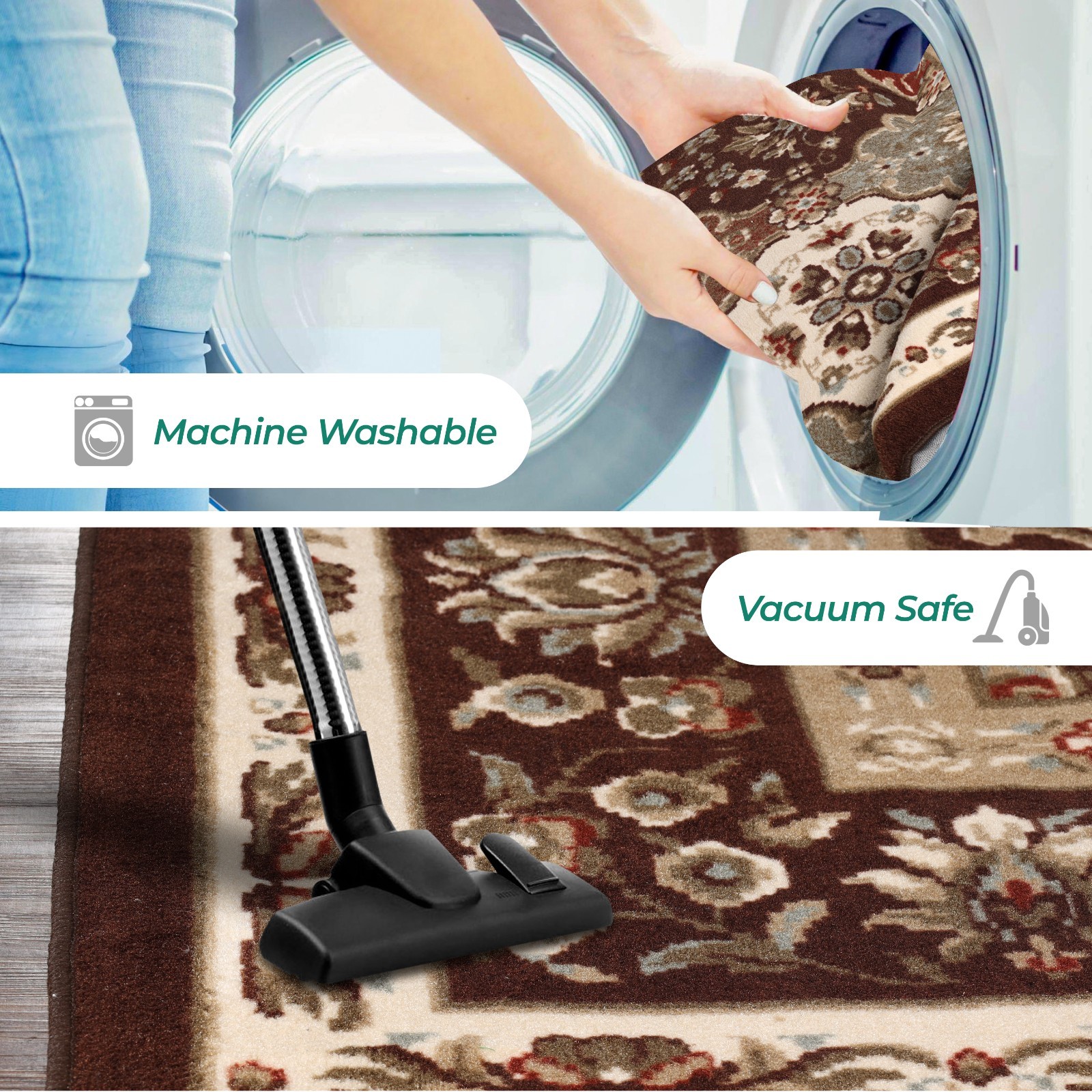 Palmyra Traditional Ornamental Carpet Stain Resistant Indoor Area Rug or Runner