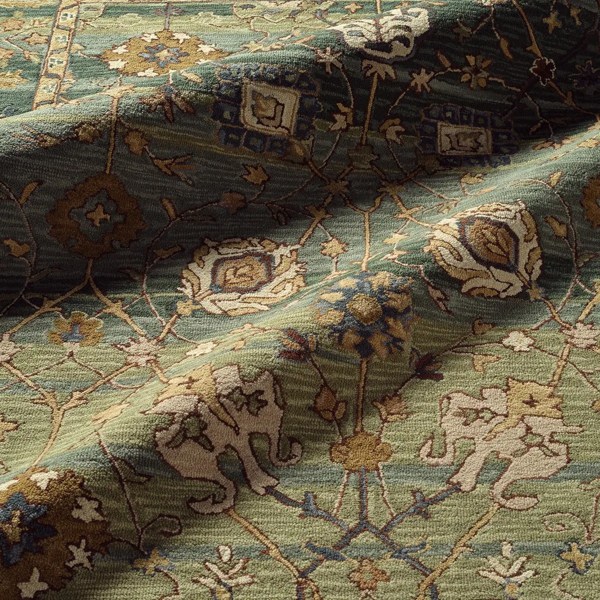 Designer Corla Traditional Hand Hooked Wool Green Area Rug **FREE SHIPPING**