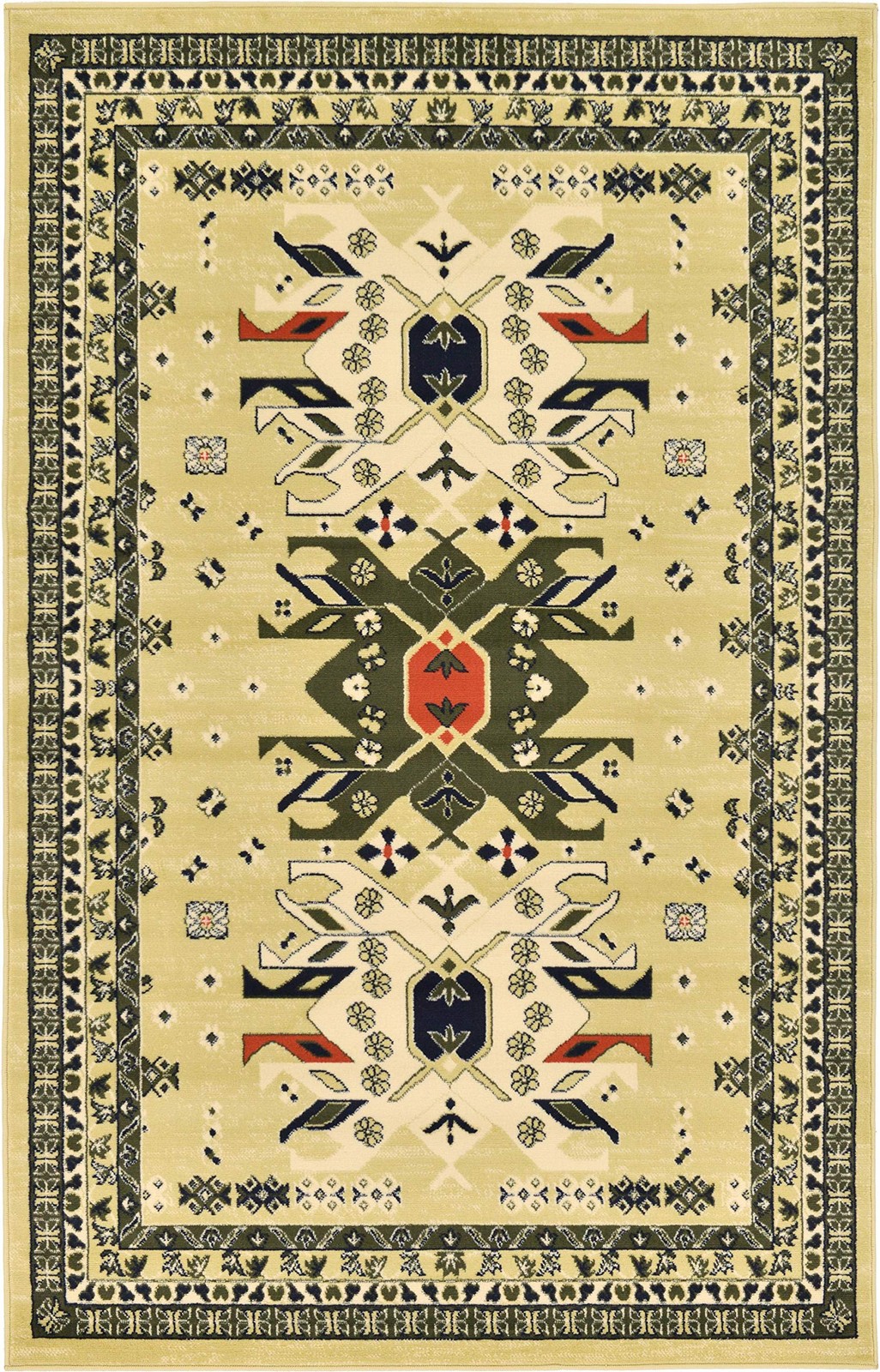 Unique Loom Taftan Collection Border Geometric Tribal Inspired Design Area Rug
