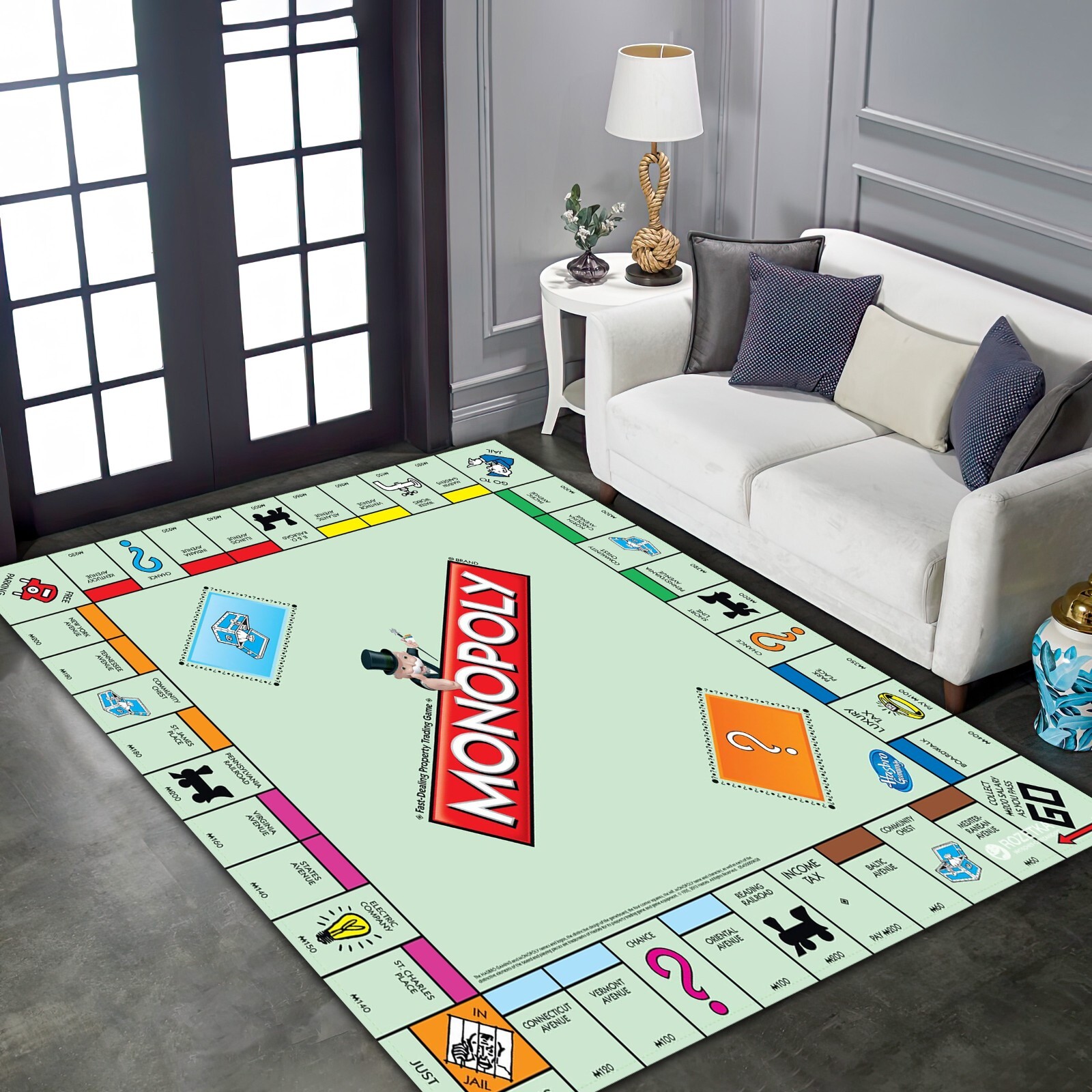 Monopoly Rug, Monopoly, Entertainment Rug, Game Rug, Board Game Rug, Gaming Rug,