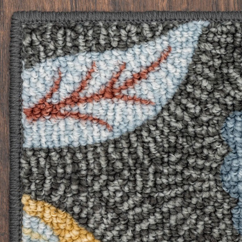 2’x3′ Washable Garden Floral Accent Rug Gray