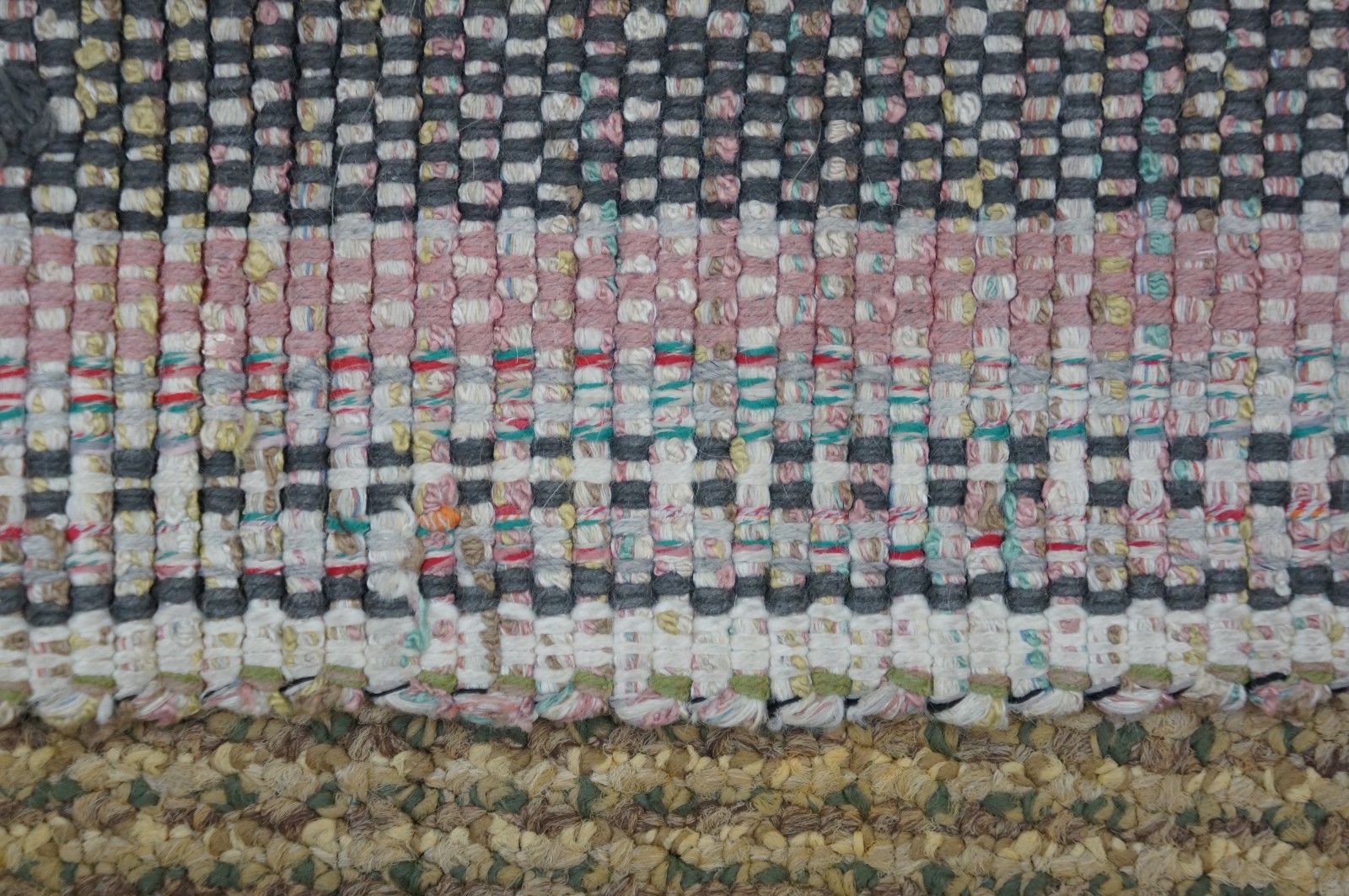 Vintage Handmade Plaid Striped Cotton Rag Rug Carpet Mat 18″ x 34″
