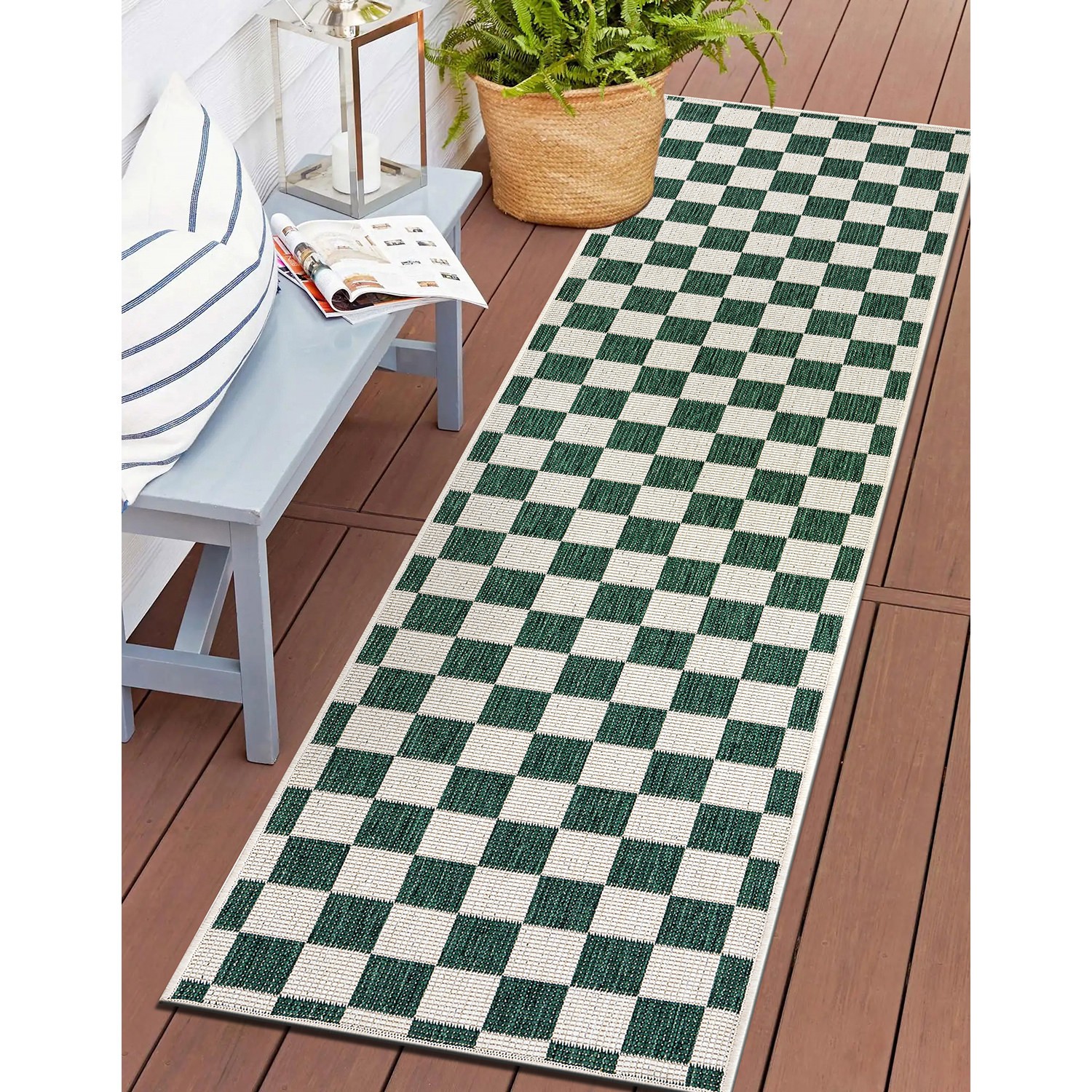 Rugshop Outdoor Rugs Runner Weather Resistant Reversible Hallway Runner Rug 2×7