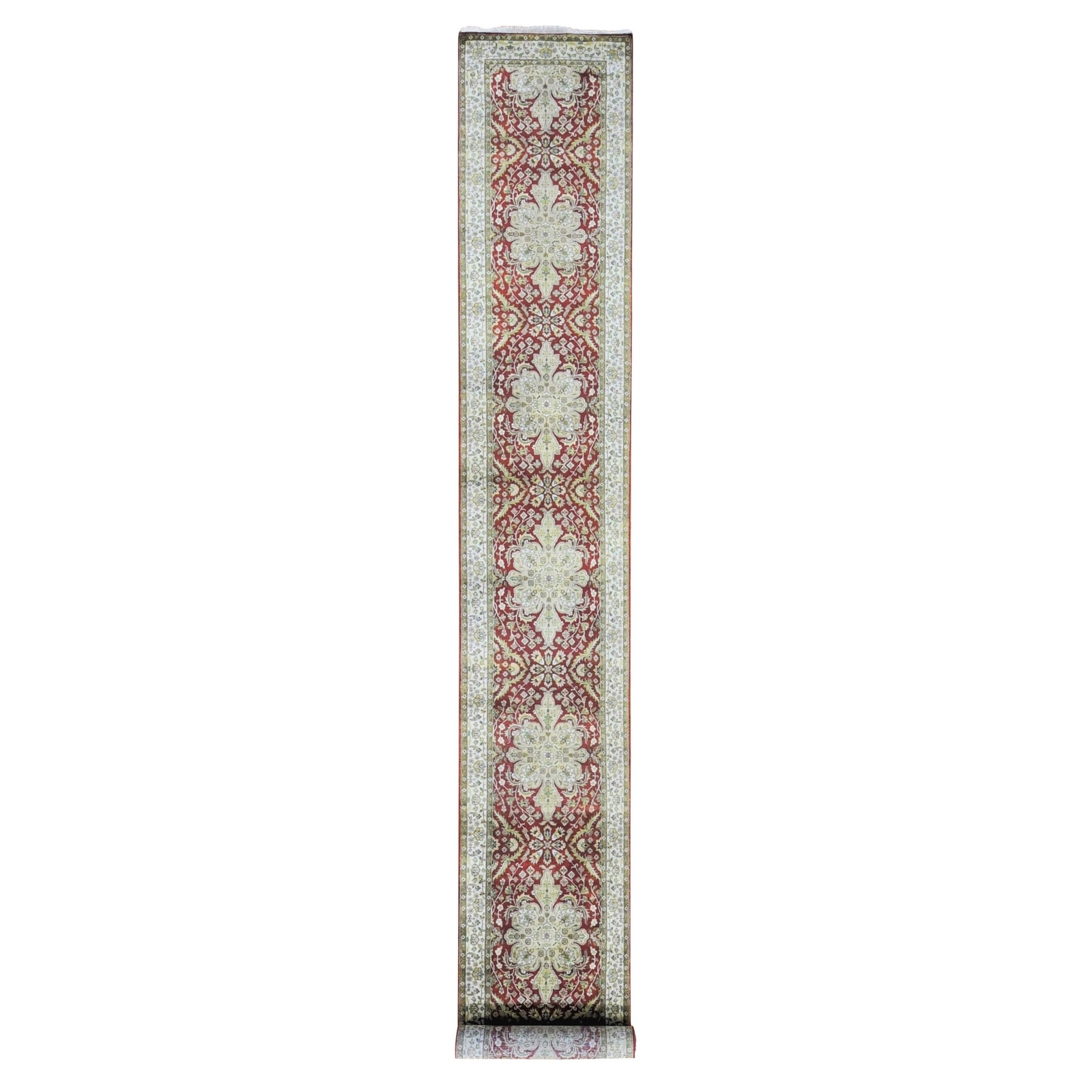 2’6″x17’10” Rust Red Kishoon Revival Wool Hand Knotted XL Runner Rug R80248