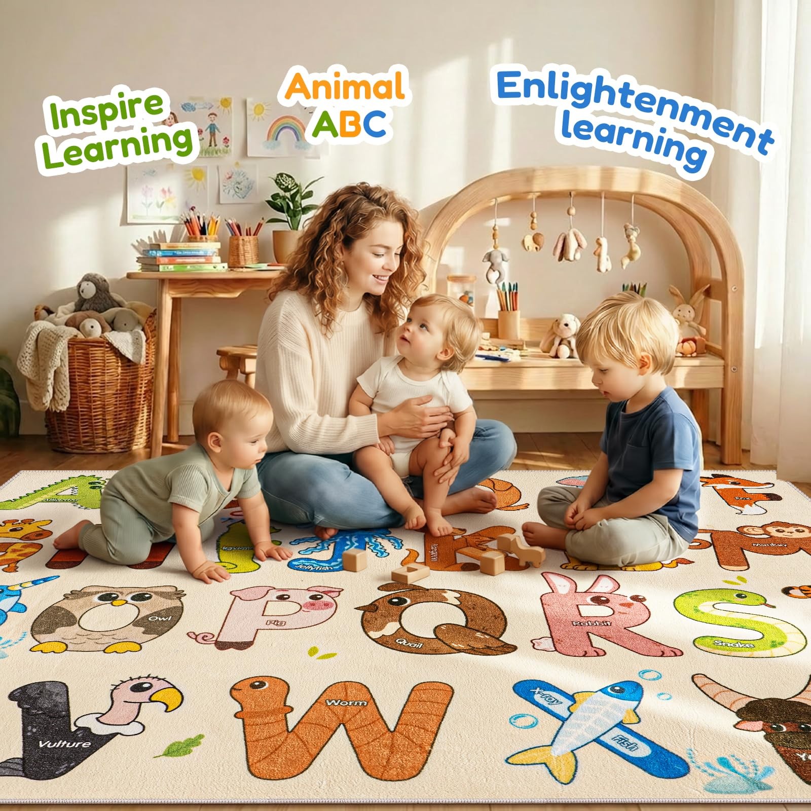 Rezutan Kids Rugs for Playroom, 5 X 7 Feet Educational Rug for Classroom Lear…