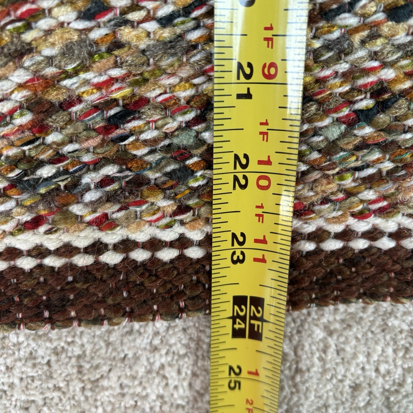 Vintage Multi-Color Woven Multicolor Hook Rug Kitchen Throw Decorative 41×24″