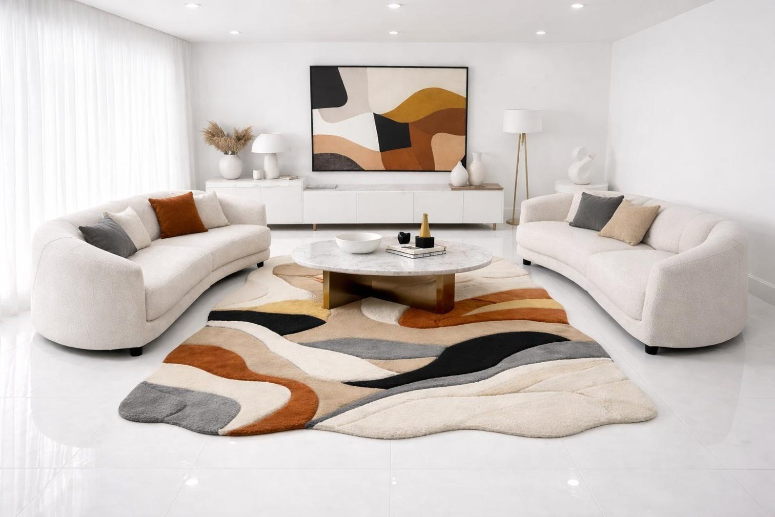 Designer Rug | Irregular Rug | Wool area Rugs | Living Room Rug | Tufted A137