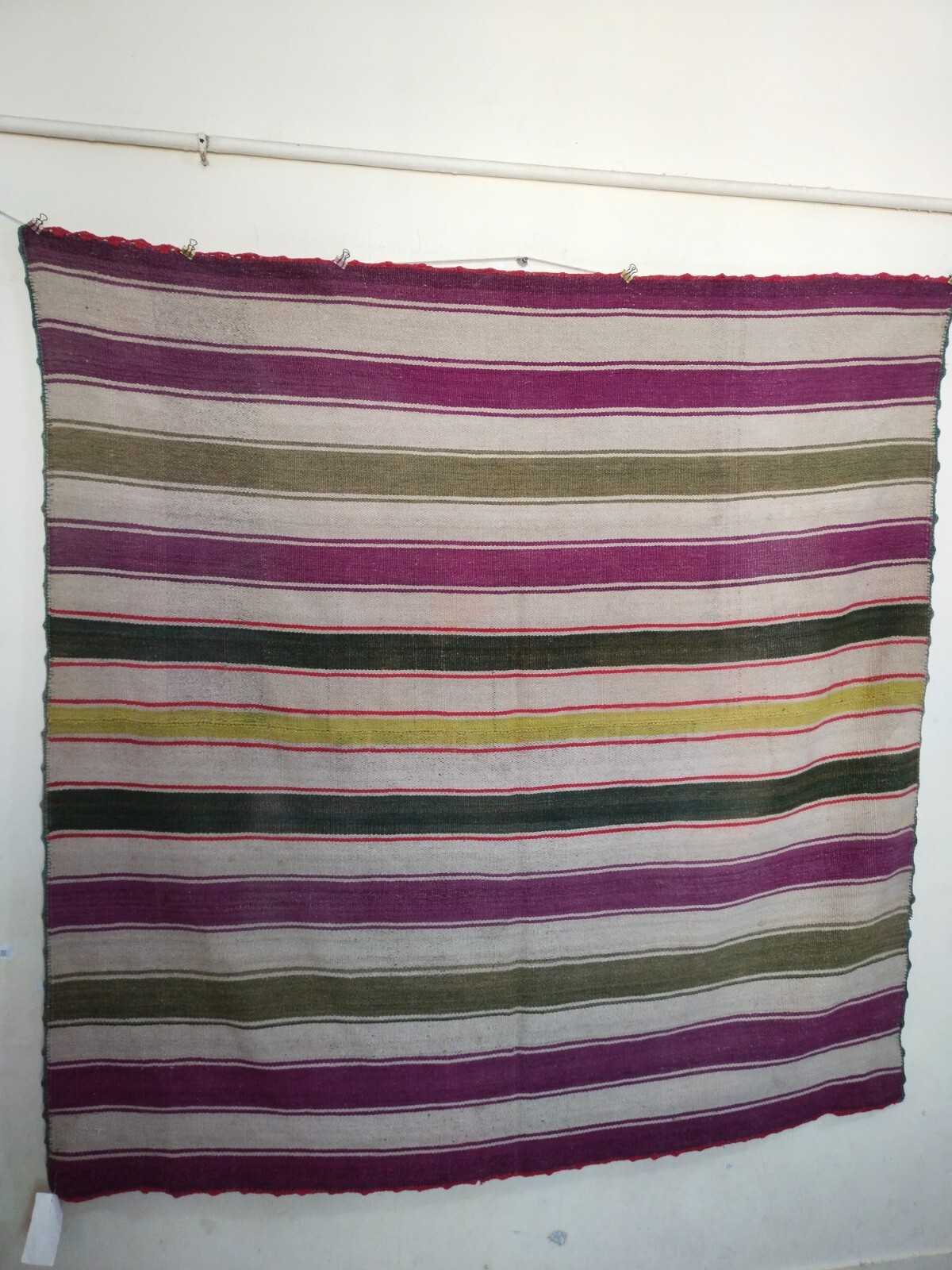 vintage fabulous Peruvian rug Bolivia Sheep Frazada Blanket handwoven rug it1355