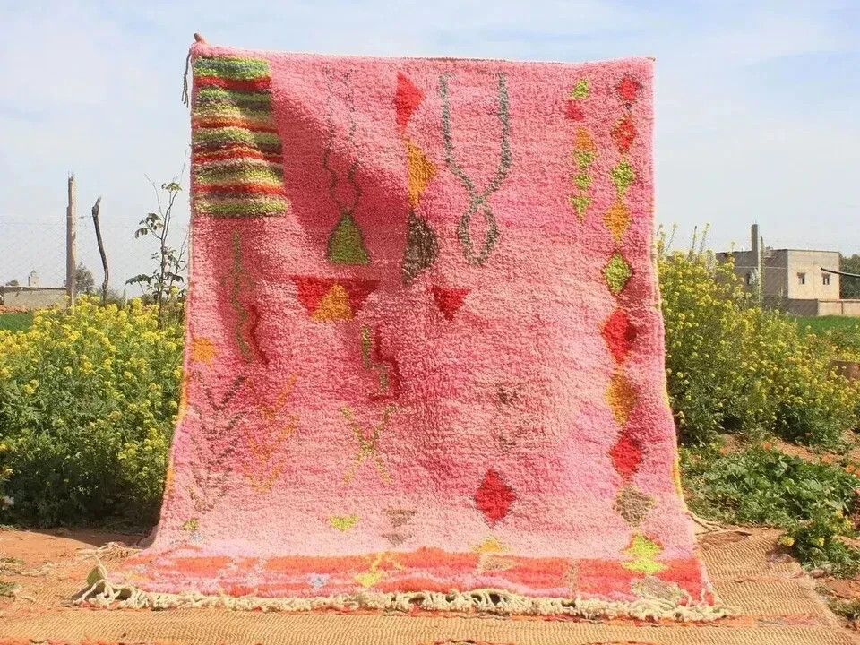 Moroccan Berber Rug Handmade Custom Wool Pink rug Carpet Area Rug, 8×10