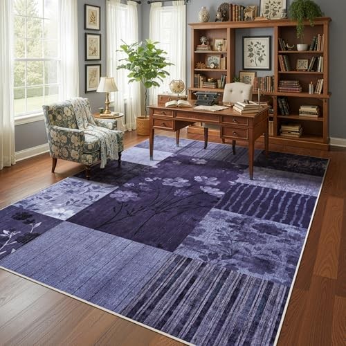 Purple 6×9 Area Rugs – Non-Slip Soft Stain – Washable