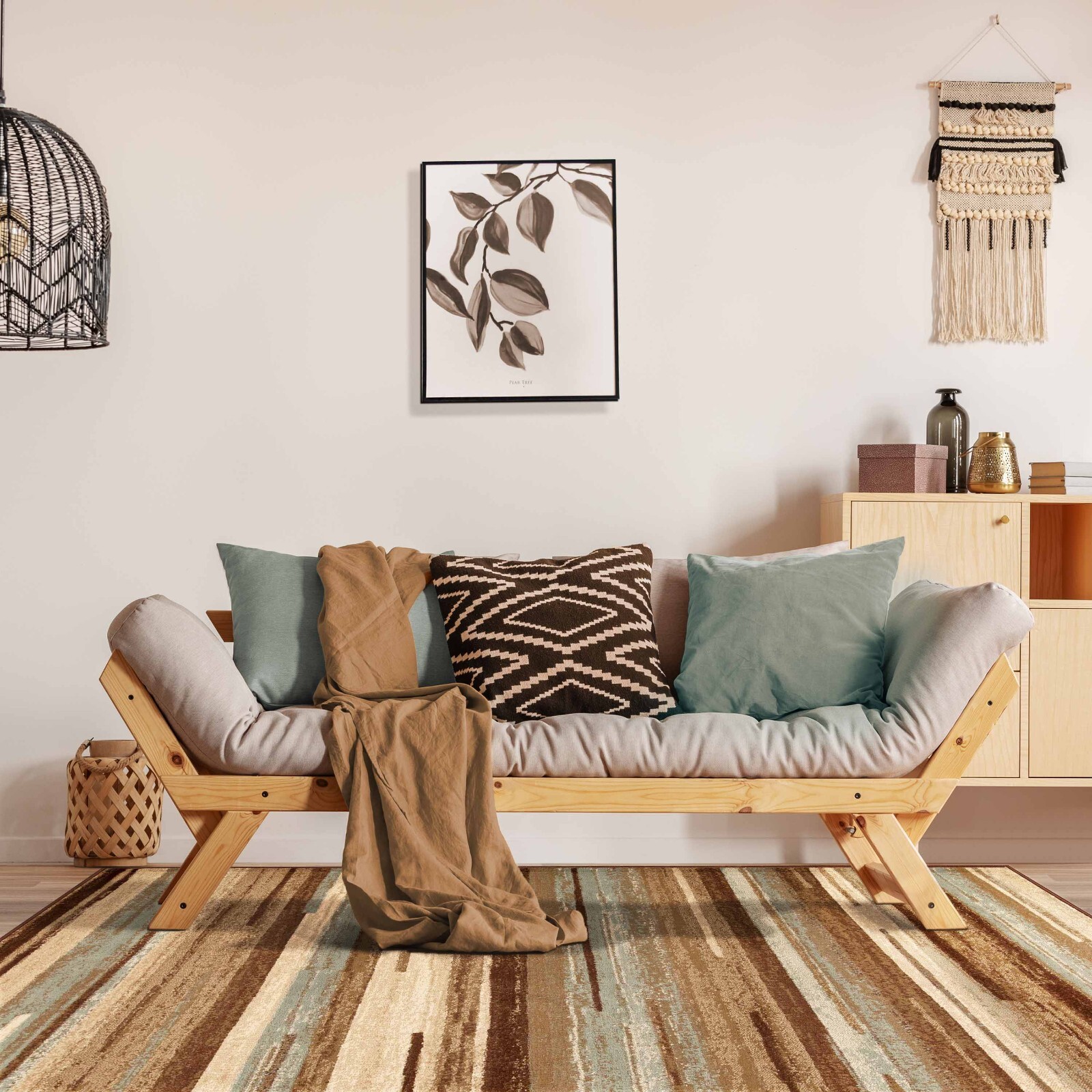 Contemporary Stripes Abstract Runner Kid & Pet Friendly Moth Resistant Area Rugs