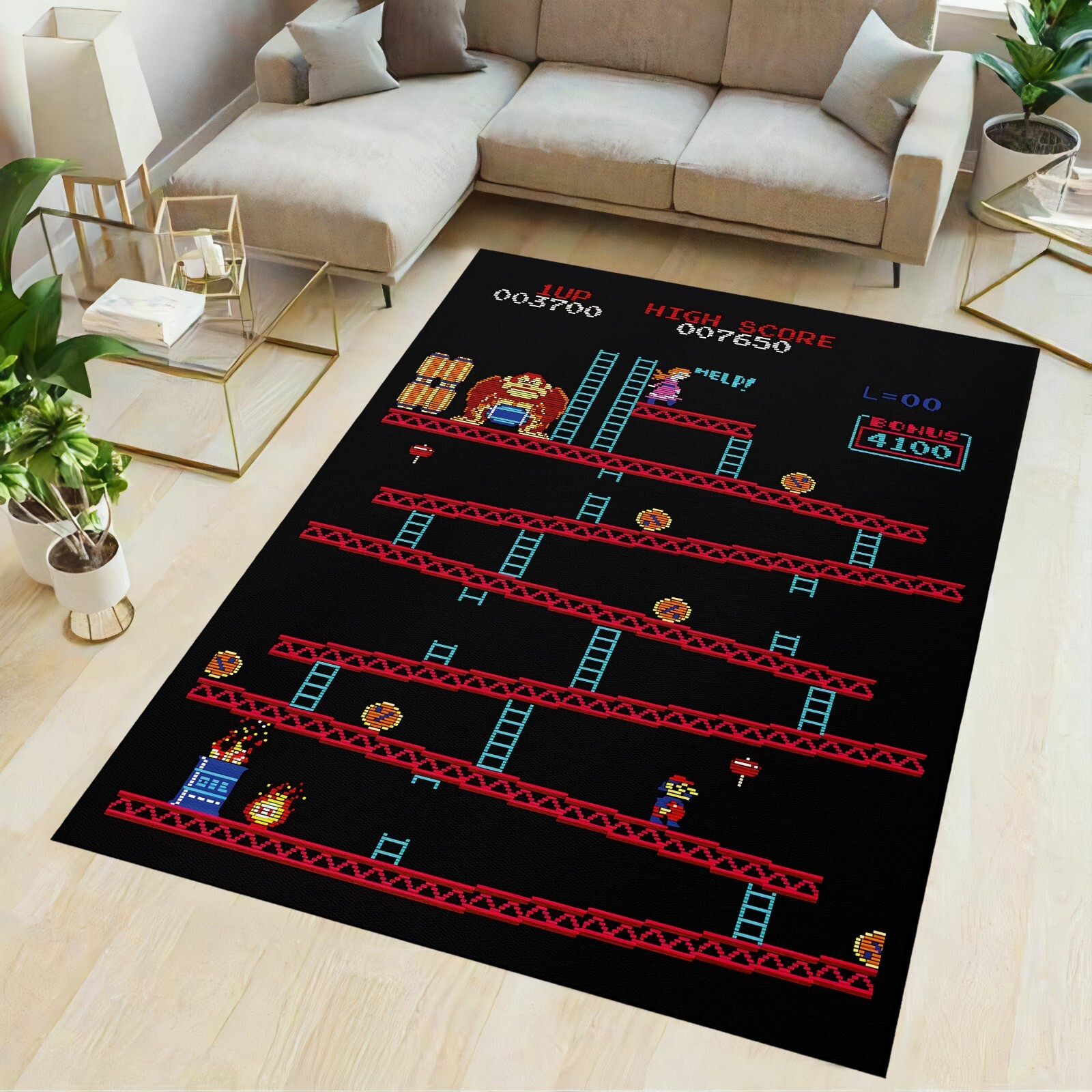 Game room rug, 80s retro rug, 80s video game rug, 80s rug, gamer rug