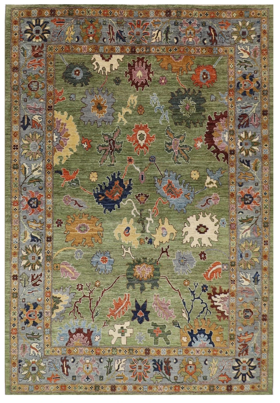 Olive Green Vintage Floral Oushak Rugs 3×5 4×6 5×7 6×9 8×11 9×12 10×14 12×15 Rug