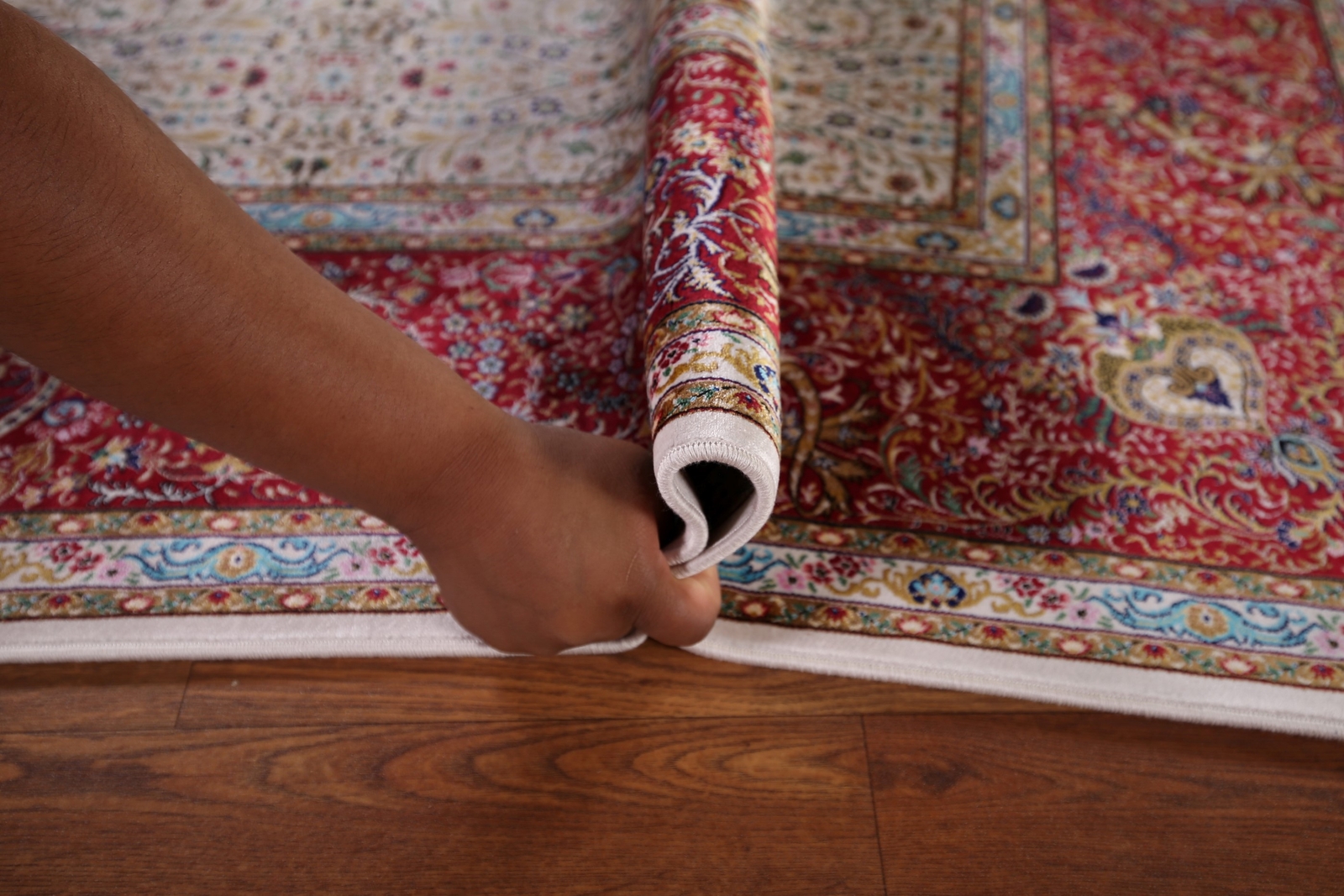 90% Silk Floral Ivory/ Burgundy Traditional Turkish Rug Oriental Carpet 5’x8′