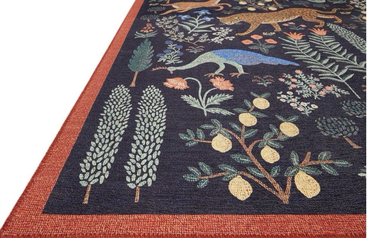 Stunning Bliss Woodland Animal Botanical Jungle Indoor Area Rug 5’ x 7’ Black