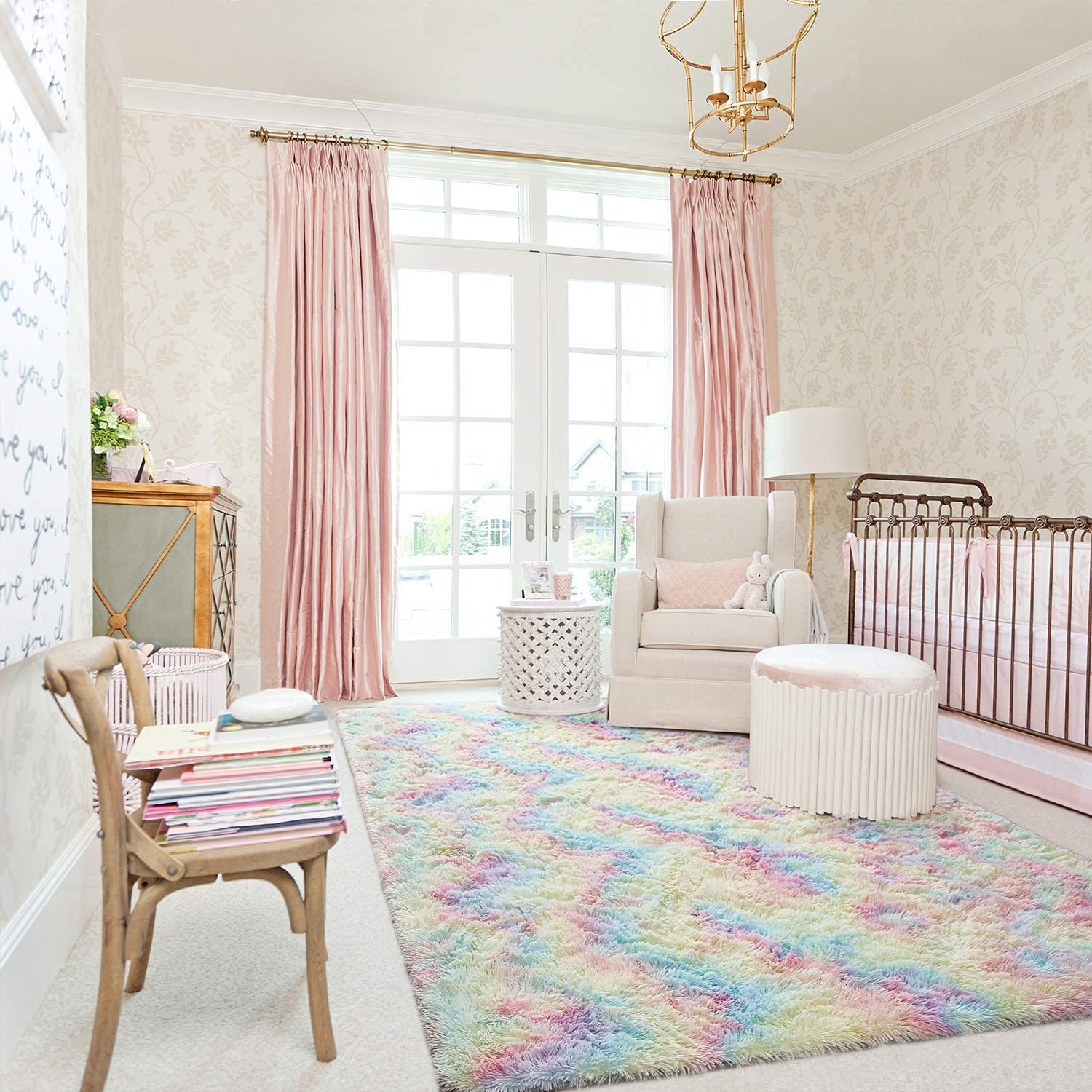 AROGAN Soft Rainbow Area Rugs for Girls Room 3×5 Feet, Fluffy Girls Bedroom