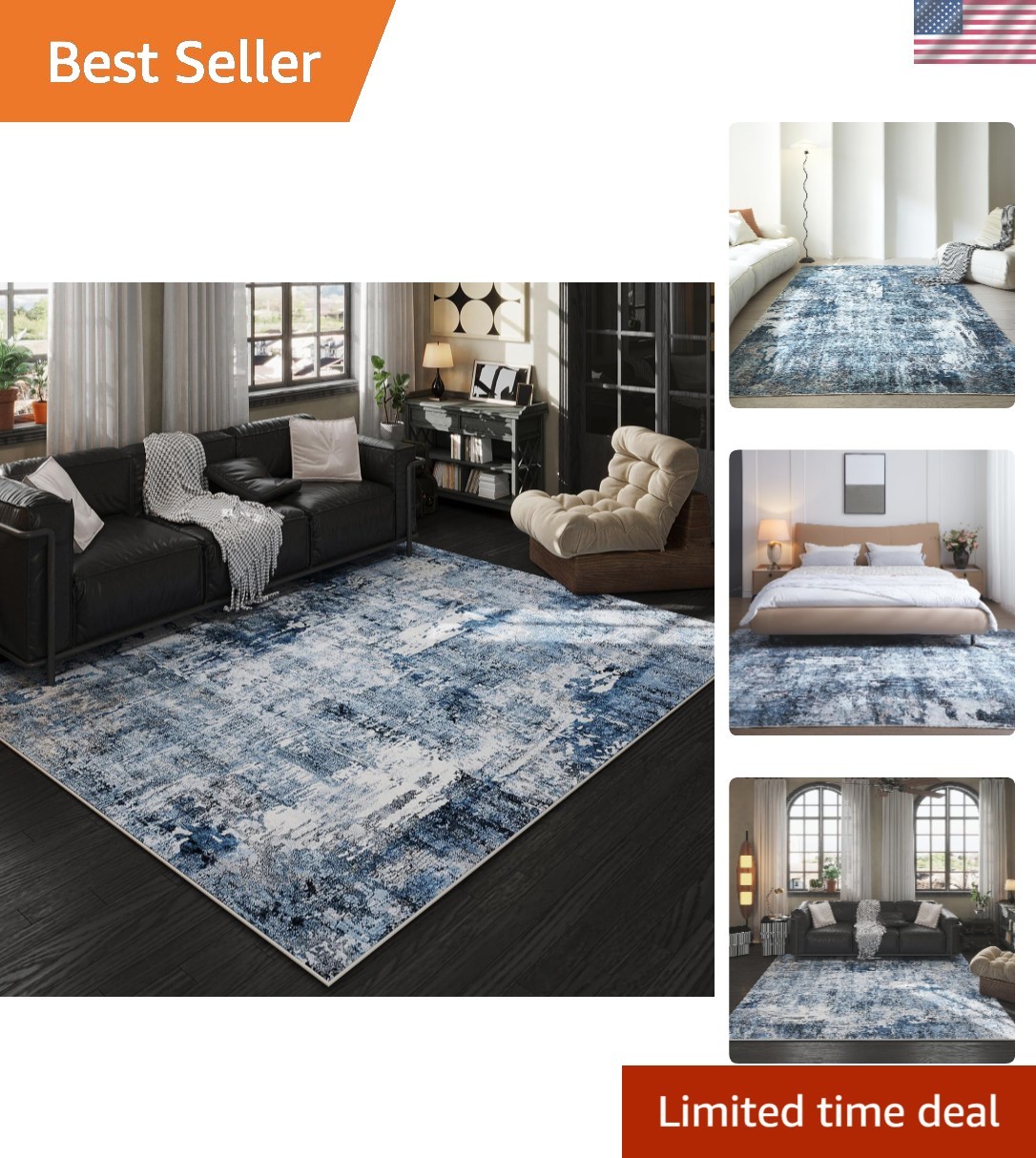Versatile 5×7 Faux Wool Rug with Elegant Floral Design – Non-Slip & Kid-Friendly
