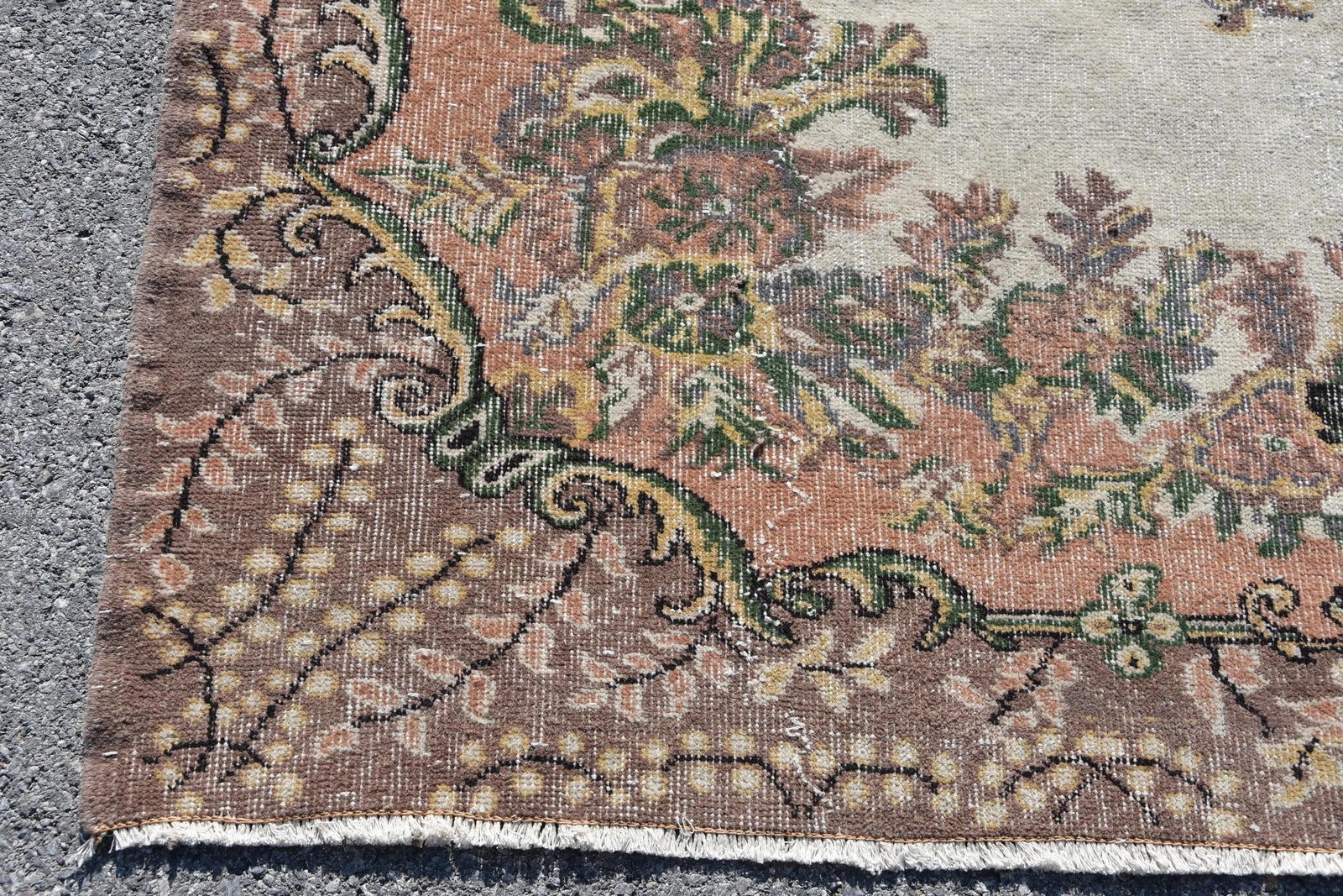Turkish Vintage Rug, 5,4×8,8 ft Large Rug, Brown Pink Oriental Rug