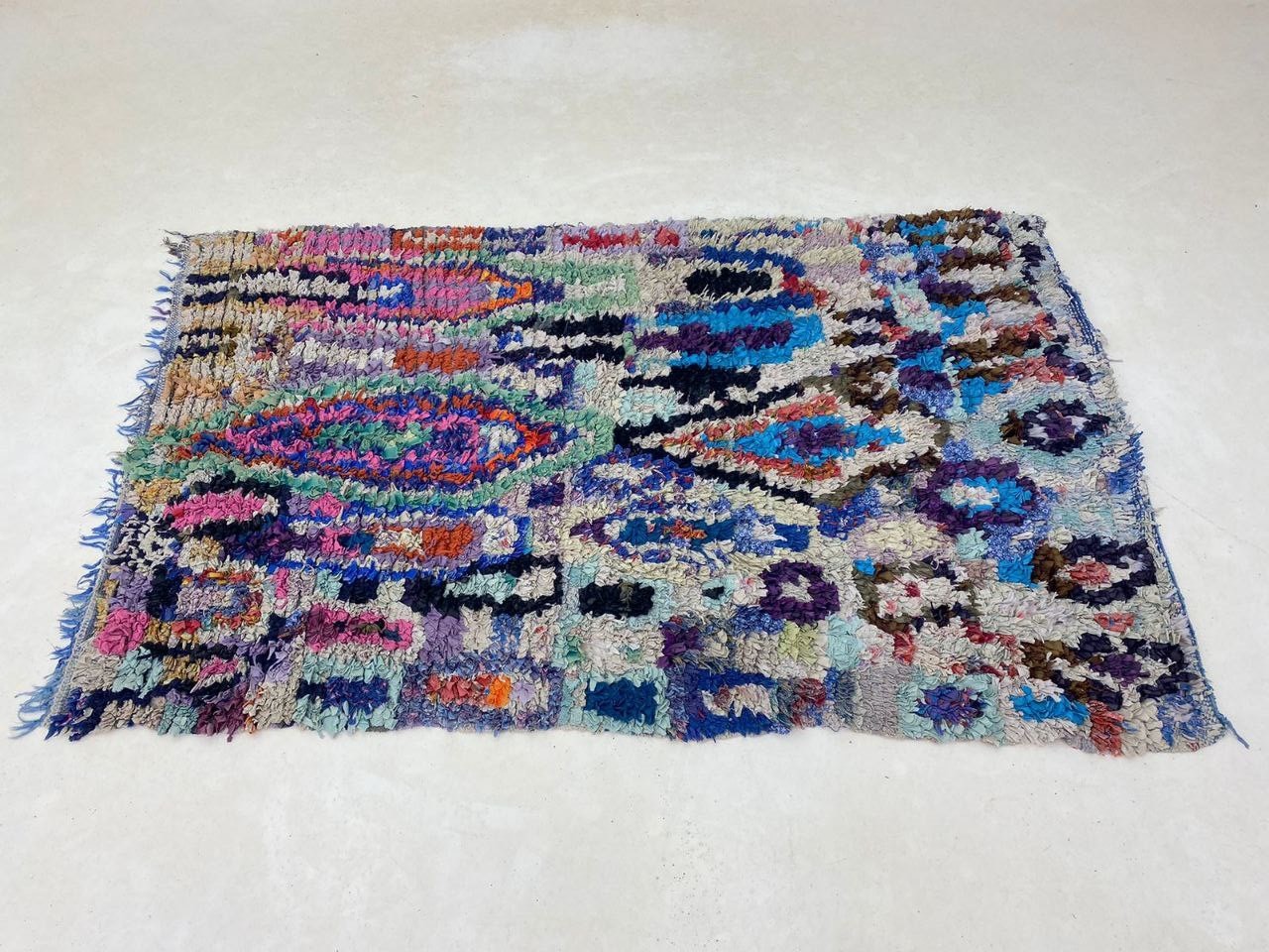 Moroccan Rug Handmade Boucherouite 2’8×3’6 ft Colorful Vintage Berber Home Rug