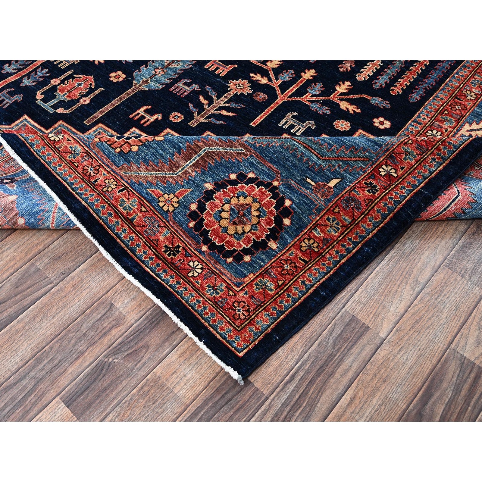 10’1″x13’4″ Yale Blue Cypress and Willow Tree Design Wool Hand Knotted Rug 2356
