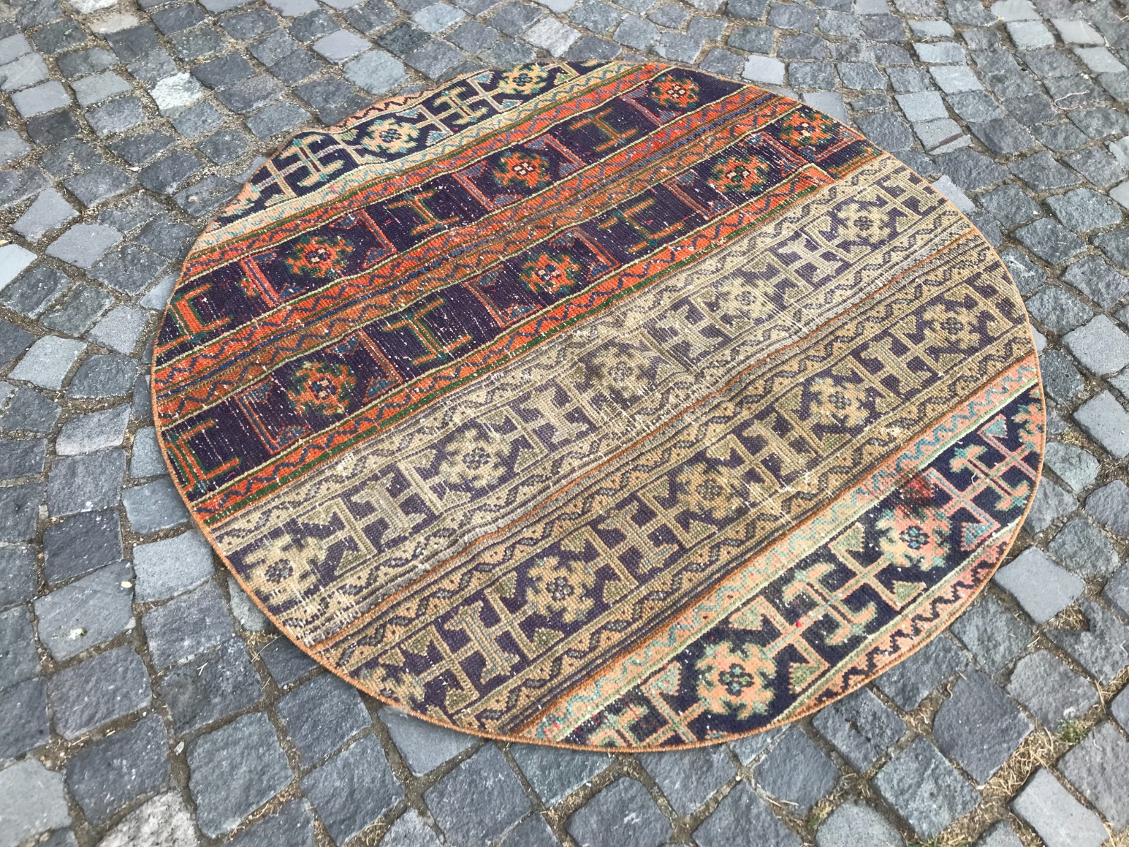 Bohemian Area Rug Handmade Wool Rug Turkish Vintage Traditional Rug 4,8 x 4,8 ft
