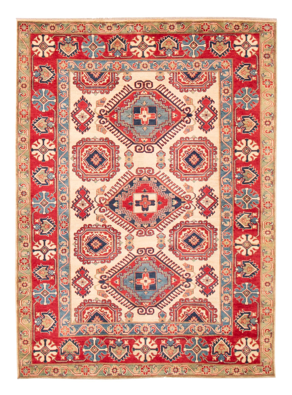 Traditional Cream Hand-knotted Area Rug 6’7″ x 9’4″ Oriental Carpet