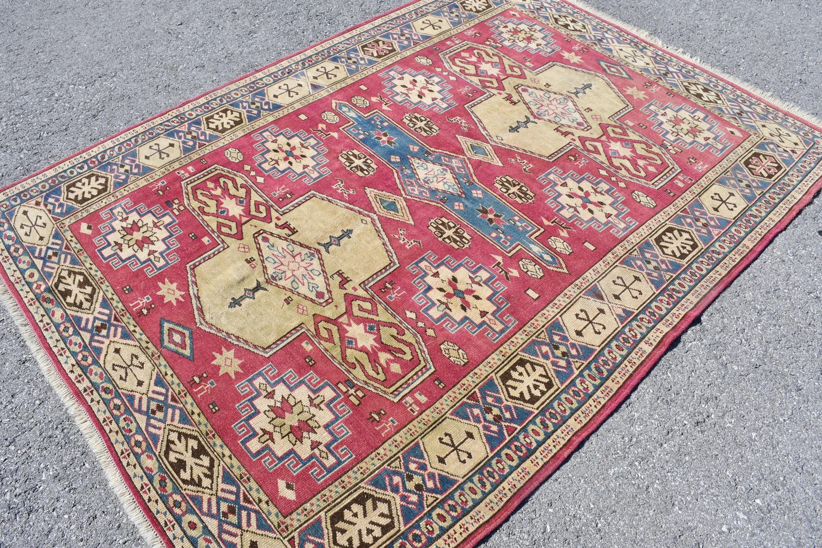 5,2×7,4 ft Rug, Turkish Vintage Rug, Red Wool Rug