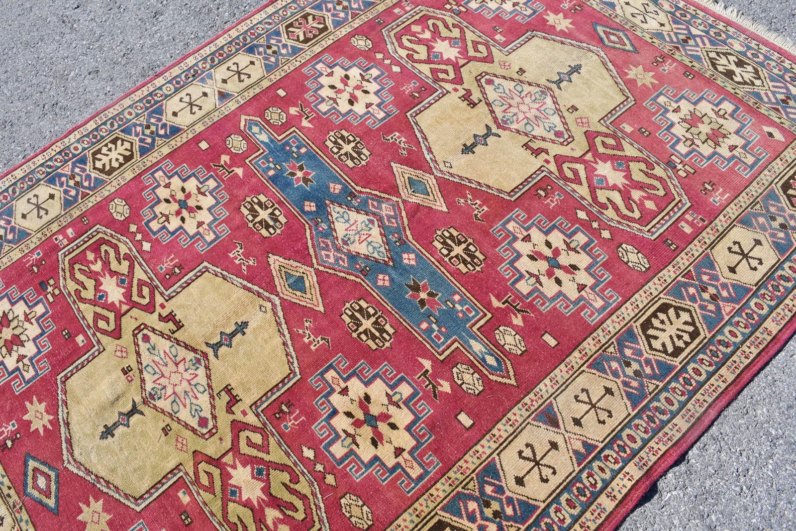 5,2×7,4 ft Rug, Turkish Vintage Rug, Red Wool Rug
