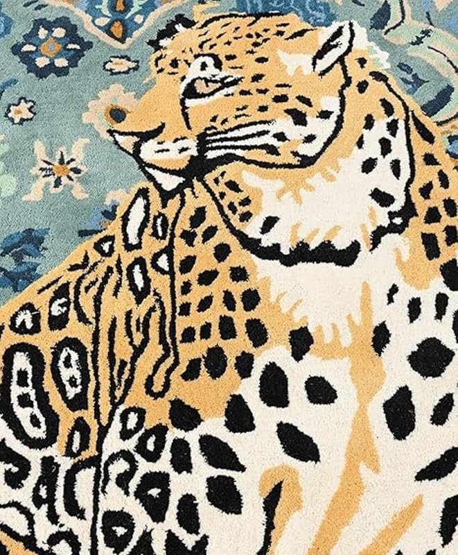 Handmade Tufted Rug Agnes Design Multi Blue Oriental Tiger Pattern Decor Rug 6×9