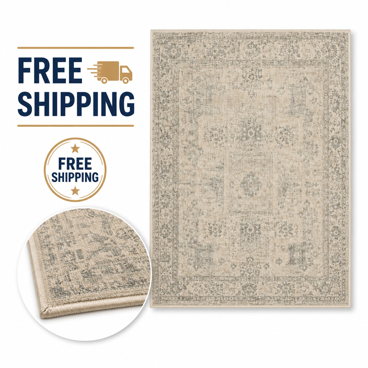 Loloi Skye Area Rug SKY-13 Natural Sand 2’3″ x 3’9″ Vintage Accent Rug