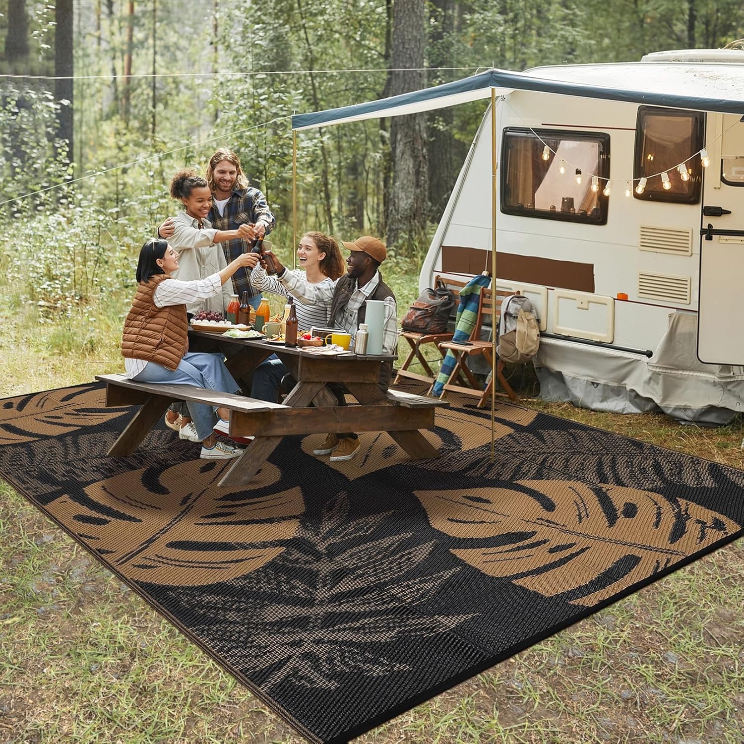 Outdoor Rug 8×10 9×12 9×18 Plastic Straw Rug Patio Rug RV Camping Mat Waterproof