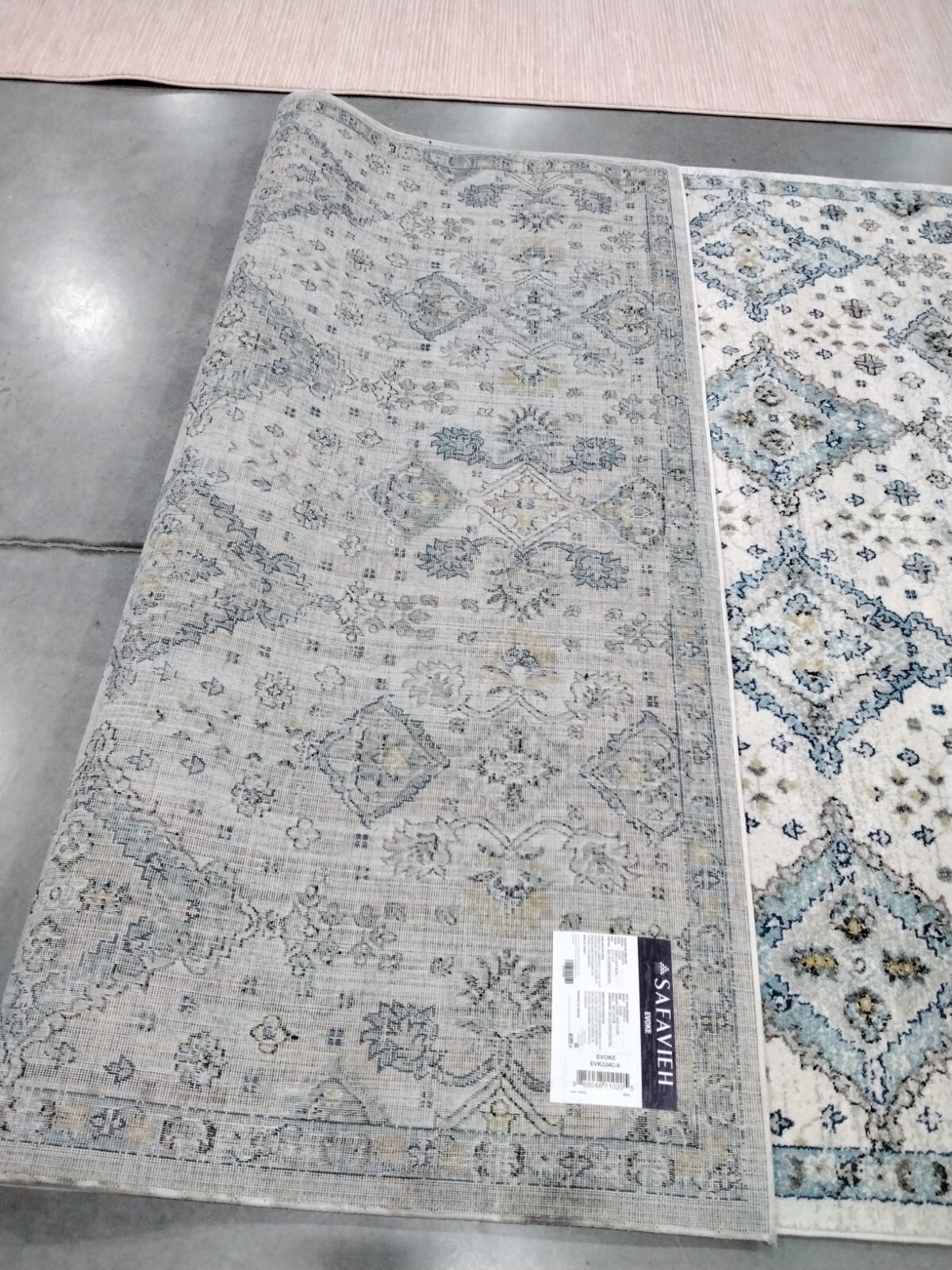 IVORY / LIGHT BLUE 6′-7″ X 9′ Back Stain Rug, Reduced Price 1172755101 EVK224C-6