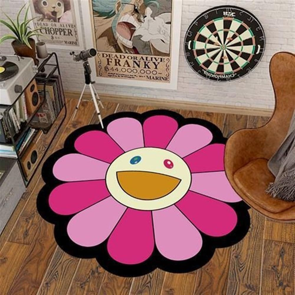 40Inch Takashi Murakami Rug – Flower Design, Soft and Durable Material for Home