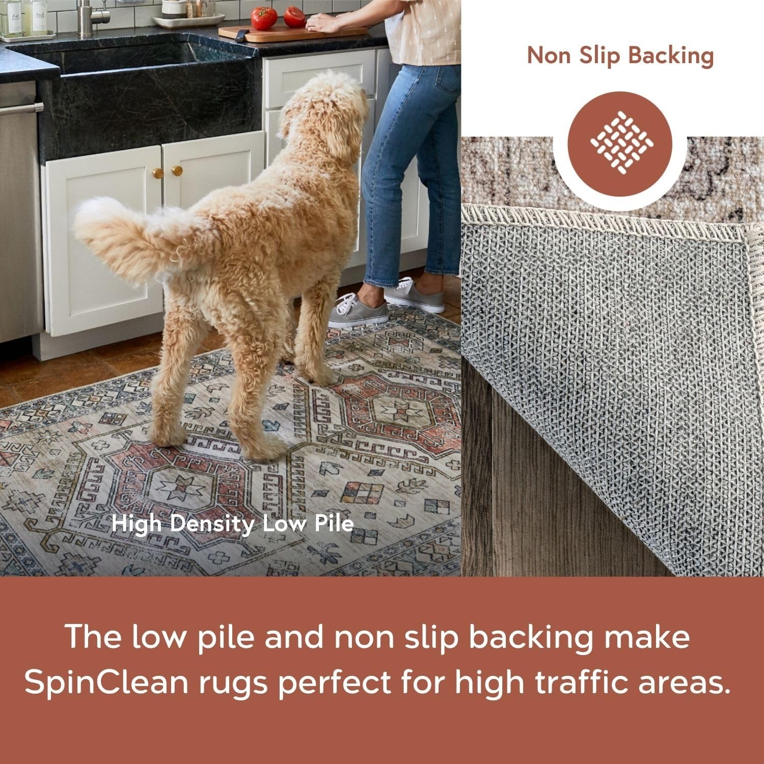 Nuloom Spinclean Deadra Beige/Ivory 3 X 5 Vintage Oriental Soft And Cozy High