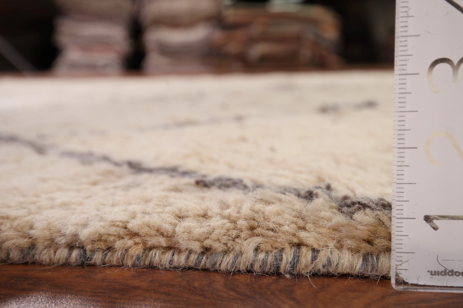 Trellis Moroccan Area Rug 6×9 Hand-knotted Wool Beige/ Gray Oriental Carpet