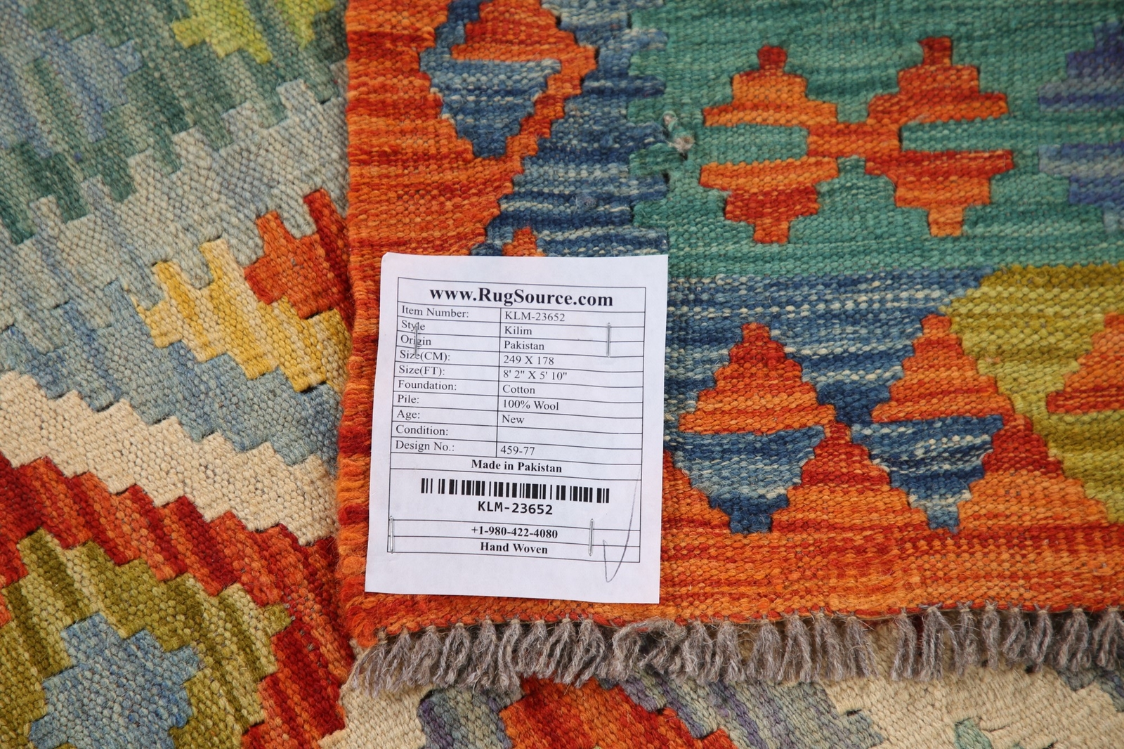 Pastel Color Geometric 6×8 Reversible Kilim Area Rug Wool Flat-Woven Carpet