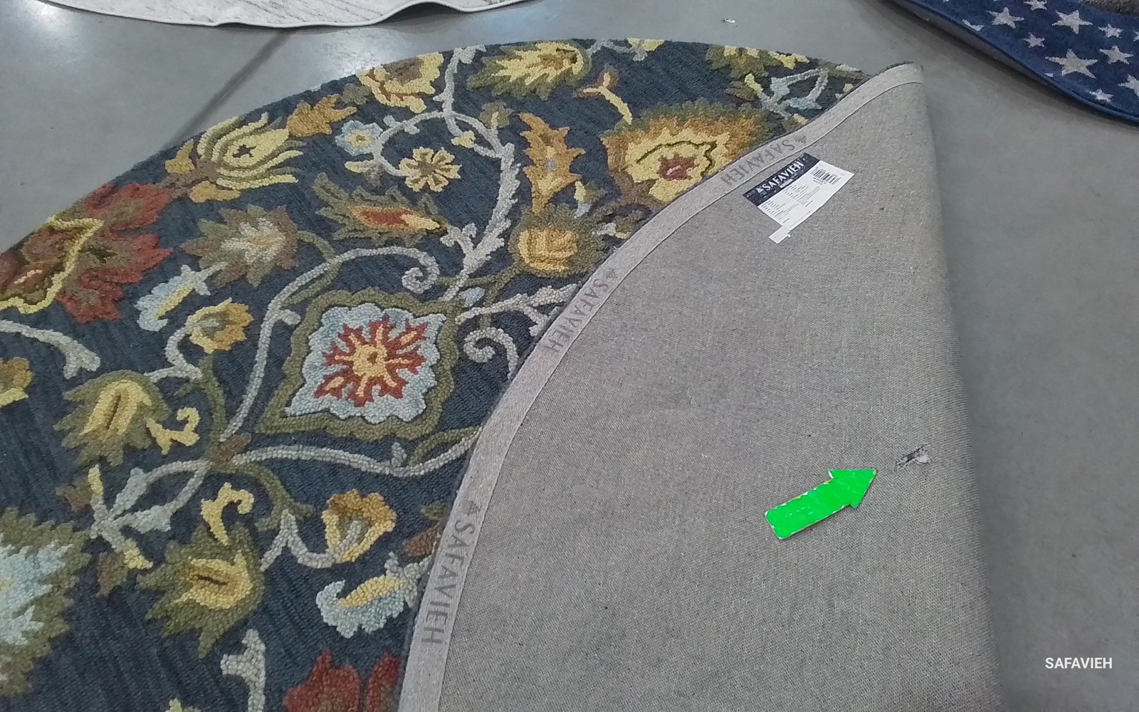 NAVY / MULTI 9′-0″ x 9′-0″ Hole in Rug, Reduced Price 1172804861 BLM402A-9R