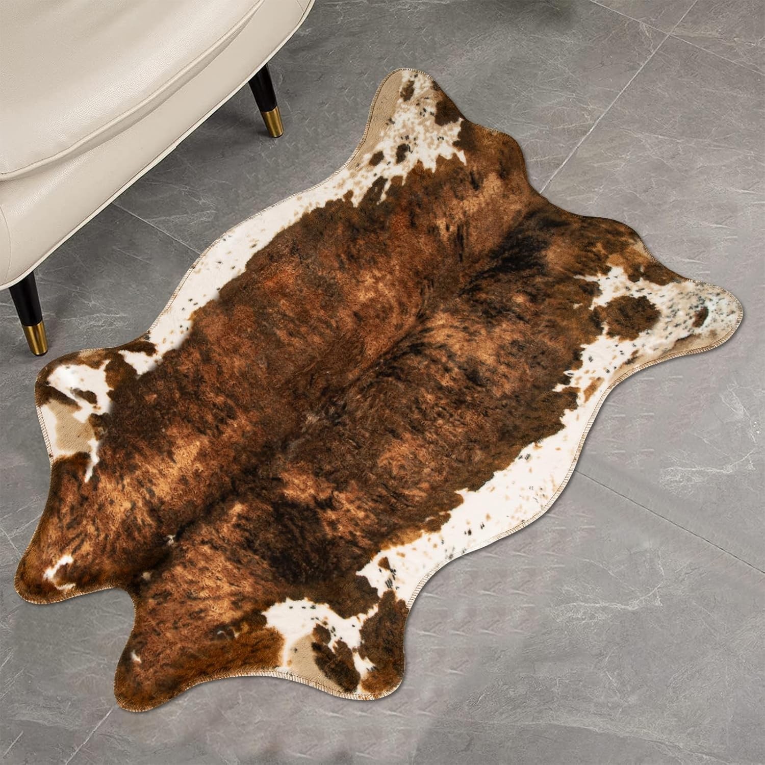 Faux Cowhide Rug Cute Cow Print Rugs Animal Area Carpet Western Decor for Bedroo