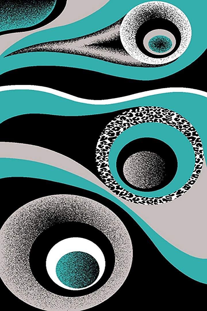 Premium Carved Modern Contemporary Abstract Rug 1504 5’3”x7’6” turquoise