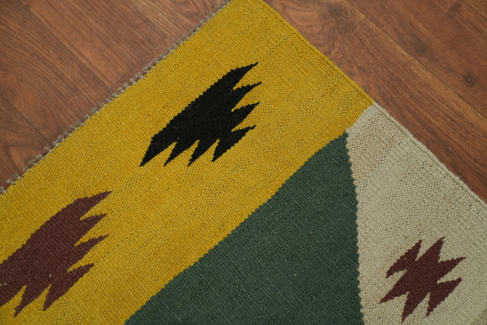 Ivory Flatweave Reversible Tribal Kilim Kelim Rugs Handwoven Wool Carpet 5×13 ft